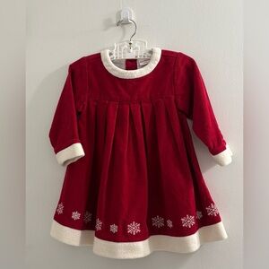 Hanna Andersson Winter Red Corduroy Dress with White Fleece Trim